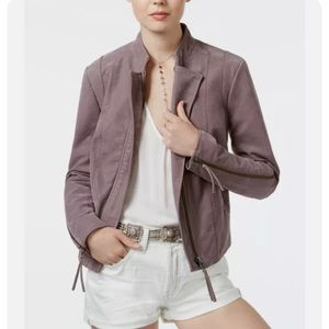 Free People Vegan Leather Moto Jacket - Lavender Purple